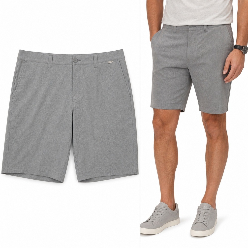 TravisMathew Beck Mens Grey Heather Golf Performance Shorts Size 40